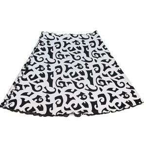 Haystacks Original Tatua Jacquard Bias Skirt Black White Lettuce Women's XL‎ NWT
